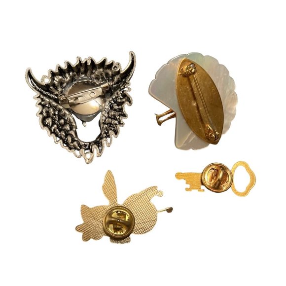 Lot of 12 Fashion Lapel Pins Crown Lady Bug Peacock Lady Bug Blow Fish Skeleton - Picture 4 of 4